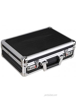 Small Aluminum Briefcase Metal Frame Hard Flight Case,Rugged Textured Cover with Combination Locks Two Color 36 * 24 * 9.5cm Black
