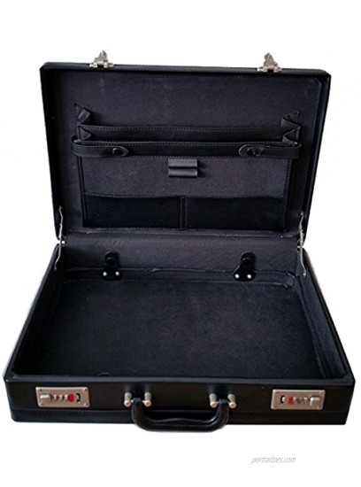 Smooth Nappa Faux Leather Expandable Executive Attache Case Briefcase