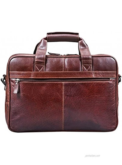 STILORD 'Atlantis' Leather Business Bag Large Vintage Teacher Bag Large Leather Business Bag for Trolley Attachable Genuine Leather Colour:Vegetable Tanned Dark Brown