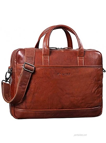STILORD 'Claudius' Large Vintage Leather Bag Men Laptop Bag 15.6 inches College Bag Portfolio Shoulder Bag Satchel Business Bag Genuine Leather