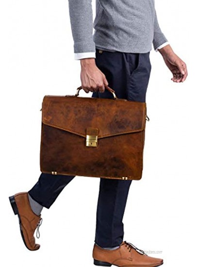 STILORD 'Cosmos' Vintage Briefcase Leather XL for Men Classic Shoulder Bag for Work Business Office with Laptop Compartment Genuine Leather Colour:Prestige Brown