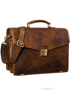 STILORD 'Cosmos' Vintage Briefcase Leather XL for Men Classic Shoulder Bag for Work Business Office with Laptop Compartment Genuine Leather Colour:Prestige Brown
