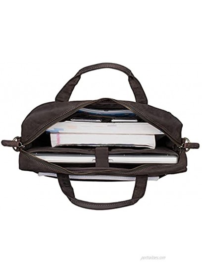 STILORD 'Geralt' Vintage Leather Bag Men Messenger Briefcase Satchel Shoulder Bag Large 15,6 inch Notebook Bag Attachable Colour:Dark Brown
