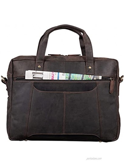 STILORD 'Geralt' Vintage Leather Bag Men Messenger Briefcase Satchel Shoulder Bag Large 15,6 inch Notebook Bag Attachable Colour:Dark Brown