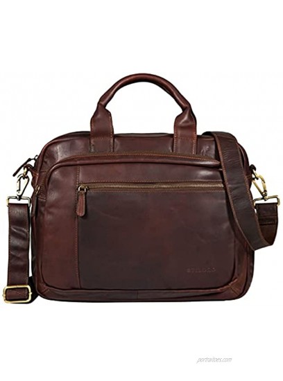 STILORD 'Joyce' Leather Satchel Bag Women Men Business Bag Vintage Portfolio for A4 Folder Laptop Bag 15,6 inch Office Bag in Genuine Leather Colour:Cognac Dark Brown