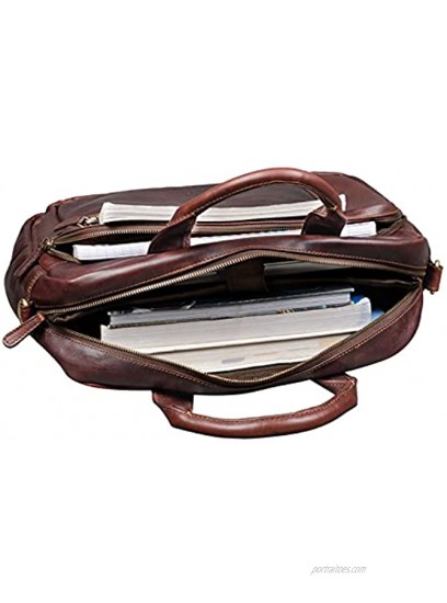 STILORD 'Joyce' Leather Satchel Bag Women Men Business Bag Vintage Portfolio for A4 Folder Laptop Bag 15,6 inch Office Bag in Genuine Leather Colour:Cognac Dark Brown