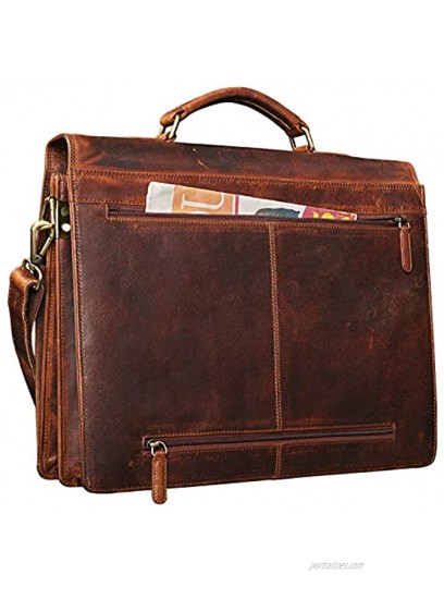 STILORD 'Julian' Vintage Leather Briefcase Portfolio Men 15,6 inches Shoulder Bag Classic Vintage Business Satchel Work Bag