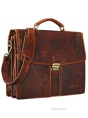 STILORD 'Julian' Vintage Leather Briefcase Portfolio Men 15,6 inches Shoulder Bag Classic Vintage Business Satchel Work Bag
