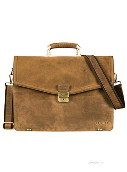 STILORD 'Lazarus' Vintage Briefcase Leather Large Classic for Men Women Portfolio Business Office Bag with 15.6' Laptop Compartment Genuine Leather Colour:Torino Brown