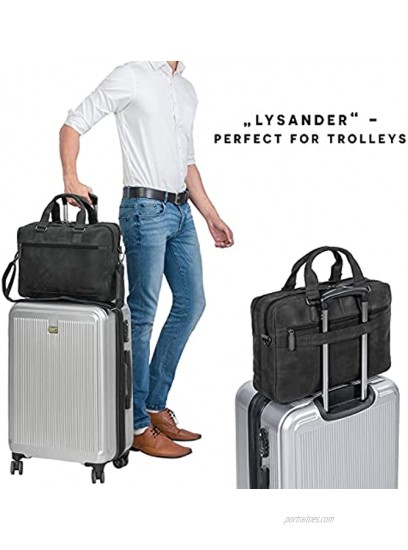 STILORD 'Lysander' Vintage Leather Briefcase Large Shoulder Bag Classic Work Bag for Men Women XL Laptop Bag 15.6 Inch in Genuine Leather Trolley Attachable Colour:Anthracite