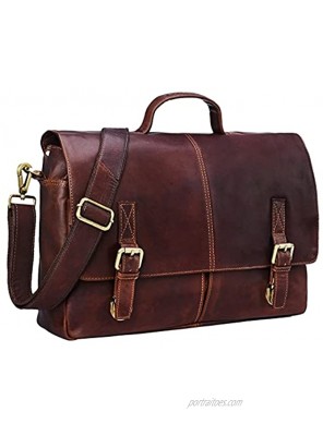 STILORD 'Manuel' Leather Briefcase Men Large Vintage Shoulder Bag Business Bag 15.6 inch Laptop A4 Handbag Cognac in Genuine Buffalo Leather