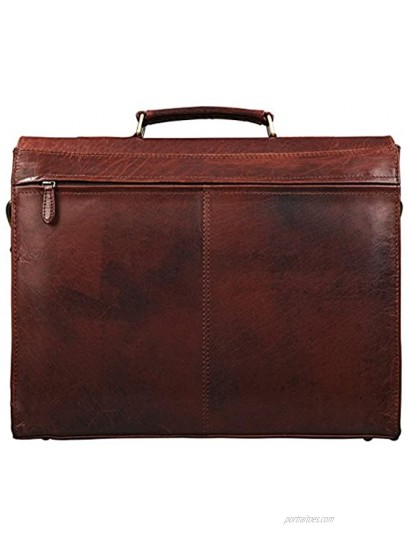 STILORD 'Richard' Briefcase Leather Men Vintage Business Bag 13.3 inch Laptop Bag Big Office Bag Working Bag Shoulder Bag Colour:Siena Brown