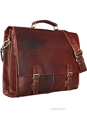 STILORD 'Richard' Briefcase Leather Men Vintage Business Bag 13.3 inch Laptop Bag Big Office Bag Working Bag Shoulder Bag Colour:Siena Brown