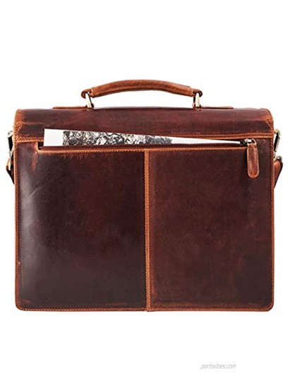 STILORD 'Rion' Classic Leather Briefcase Small Portfolio Men & Women Classic Design Satchel Business Work Bag for Men and Women Genuine Leather Colour:Kara Cognac