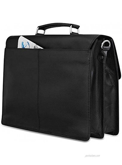 STILORD 'Theodor' Business Bag Men's Briefcase Laptop Bag Vintage Classic Real Cow Leather Colour:Black