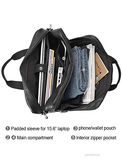 TIDING Men's Leather Briefcase Large Capacity 17.3 Laptop Bag Business Travel Messenger Bag