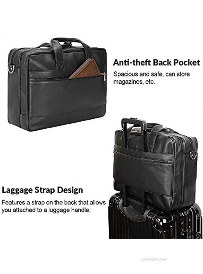 TIDING Men's Leather Briefcase Large Capacity 17.3 Laptop Bag Business Travel Messenger Bag