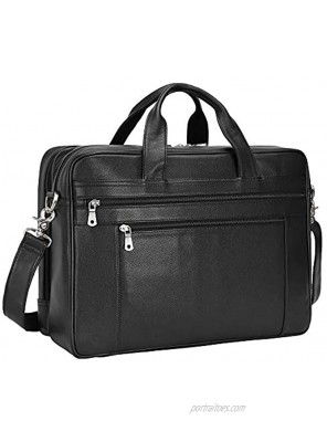 TIDING Men's Leather Briefcase Large Capacity 17.3" Laptop Bag Business Travel Messenger Bag