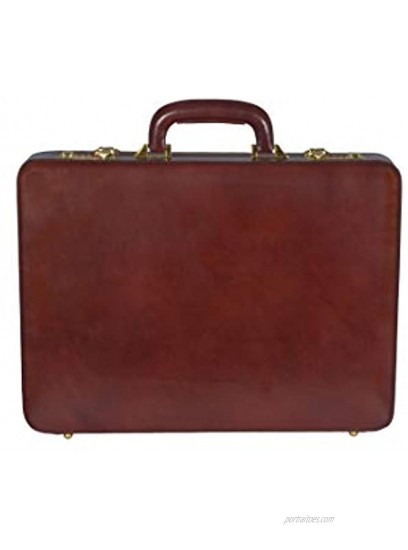 ZINT Brown Genuine Leather Men Hard Briefcase