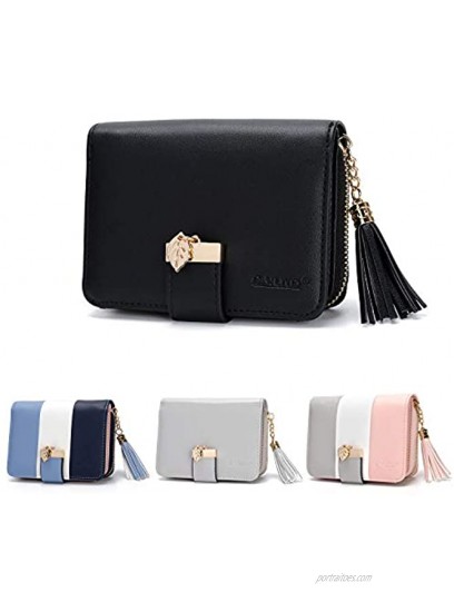CALIYO Wallets for Women Rfid Blocking Large Capacity Bifold PU Leather Women Wallet Mini Purse with Leaf Pendant