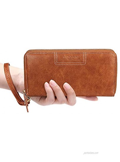 FT Funtor Wristlet Wallets for Women Ladies PU Vegan Leather Clutch Wallet Zip around Phone Purse Card Holder Organizer