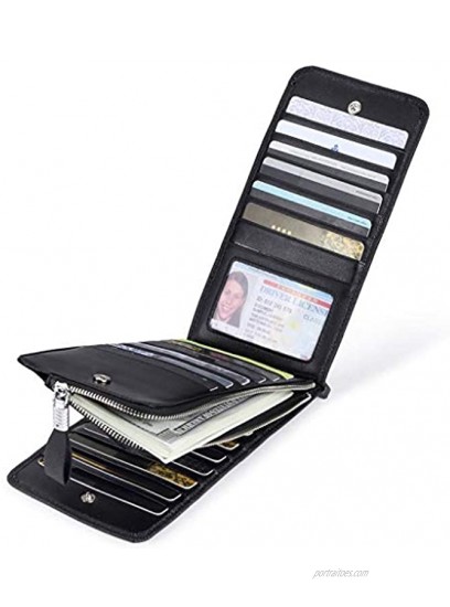Huztencor Womens Leather Credit Card Holder Wallet RFID Blocking Wallet Women Card Case Purse