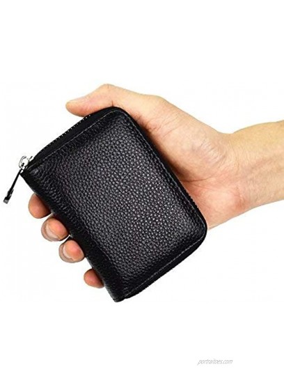 Lacheln RFID Blocking Credit Card Holder Genuine Leather Wallets for Men Women Money Case,20 Slots,Black
