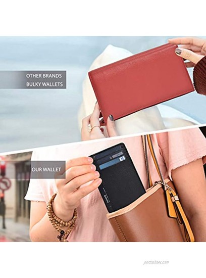 Leather Wallets for Women RFID Blocking Slim Small Designer Card Holder Wallet