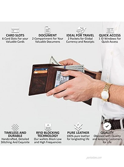 Slim RFID Wallets for Men Genuine Leather Front Pocket Trifold Wallet