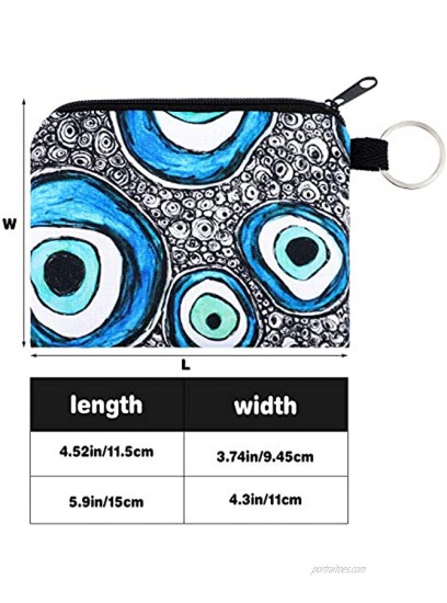 10 Pieces Small Coin Purse Boho Change Purse Pouch Printed Mini Wallet Coin Bag with Zipper for Women Girls Evil Eye Print,4.7 x 3.94 Inch