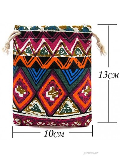 22pcs Retro Ethnic Pattern Canvas Jewelry Pouch Candy Chocolate Bag Drawstring Coin Purse Sachet Travel Gift Value Storage Set