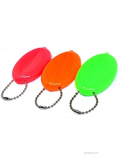 3 Oval Squeeze Coin Purses | Made in USA | Neon Pink Orange Neon Green | Holds Keys and small items