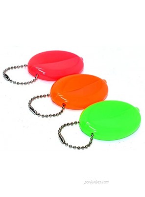 3 Oval Squeeze Coin Purses | Made in USA | Neon Pink Orange Neon Green | Holds Keys and small items