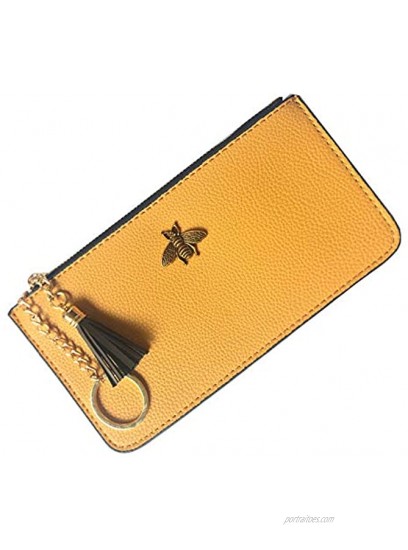 AnnabelZ Women Phone Purse Change Wallet Long Coin Pouch Card Holder Clutch with Key Chain Ring Tassel Zip