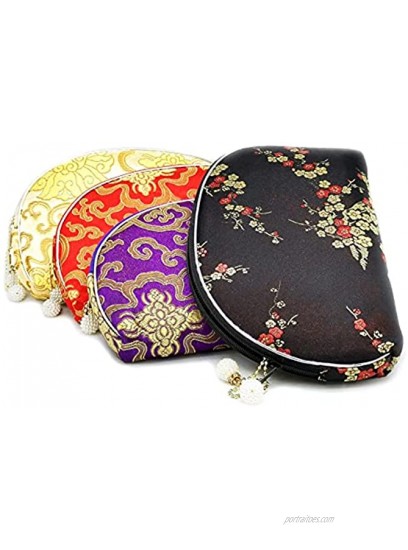 Brocade Embroidered Bag 5 pc Zipper Bag Coin Purse Jewelry Pouch | Gifts For Women | Golden Amy Product | Gold