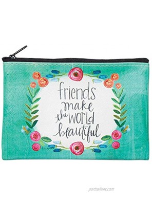 Brownlow Gifts Simple Inspirations Canvas Zippered Coin Purse 6 x 4.25-Inches Friends