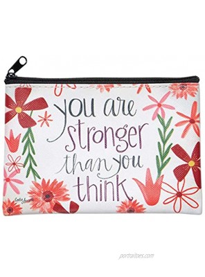 Brownlow Gifts Simple Inspirations Canvas Zippered Coin Purse 6 x 4.25-Inches Stronger Than You Think