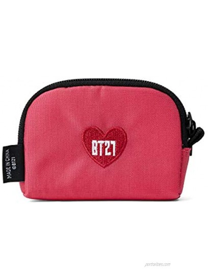 BT21 Character Heart Logo Small Coin Purse ID Card Wallet Toiletry Makeup Pouch