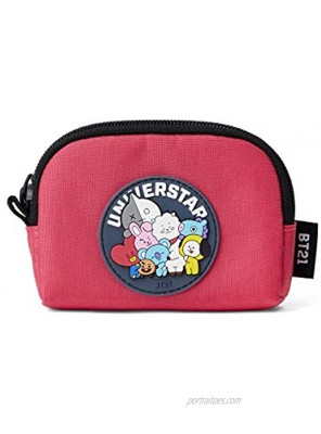 BT21 Character Heart Logo Small Coin Purse ID Card Wallet Toiletry Makeup Pouch