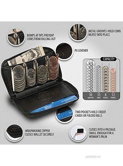 Coin Purse Wallet With Coin Sorter – Quick Change On The Go – Trusty Coin Pouch For Pocket or Purse