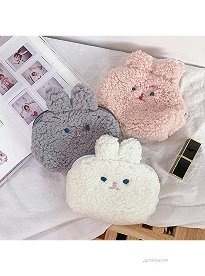 Fida&Moon Girls Cute Rabbit Coin Purse Fluffy Mini Cosmetic Wallet with Zipper