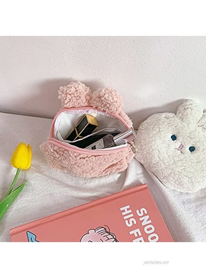 Fida&Moon Girls Cute Rabbit Coin Purse Fluffy Mini Cosmetic Wallet with Zipper
