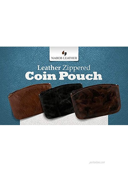 Genuine Leather U.S.A. Made Zipper Coin Purse Coin pouch Change Holder For Men & Woman By Nabob Leather