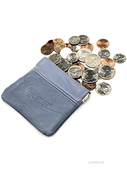 Goson Classic Leather Squeeze Coin Purse change Holder For Men and Women Pouch size 3.50 in X 3.25 in
