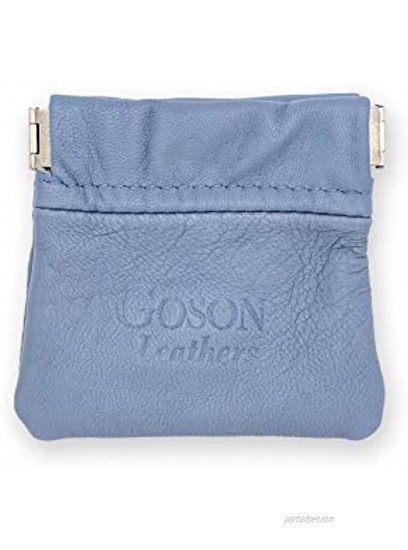 Goson Classic Leather Squeeze Coin Purse change Holder For Men and Women Pouch size 3.50 in X 3.25 in