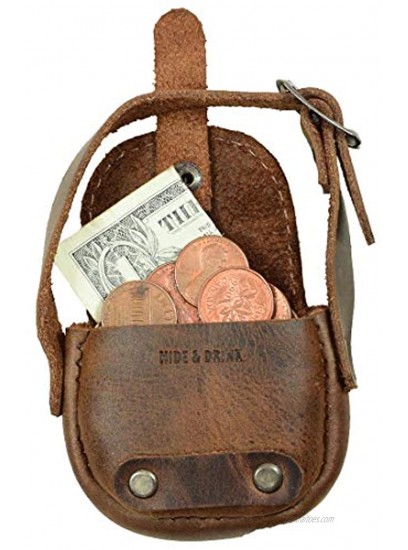 Hide & Drink Leather Tiny Saddle Bag Coin Pouch & Cash Holder Organizer Accessories Handmade