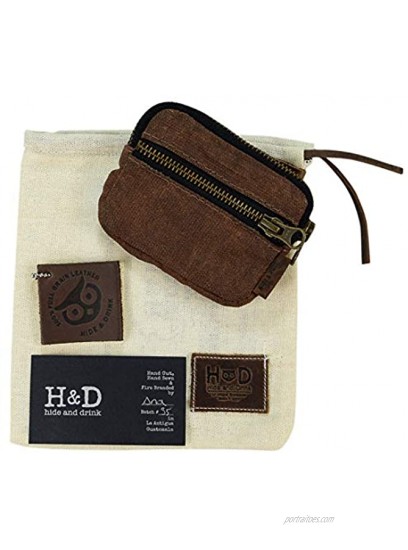 Hide & Drink Waxed Canvas Zippered Wallet Holds Up to 8 Cards Plus Folded Bills Pocket Organizer Cable Holder Accessories Handmade :: Honey Bourbon