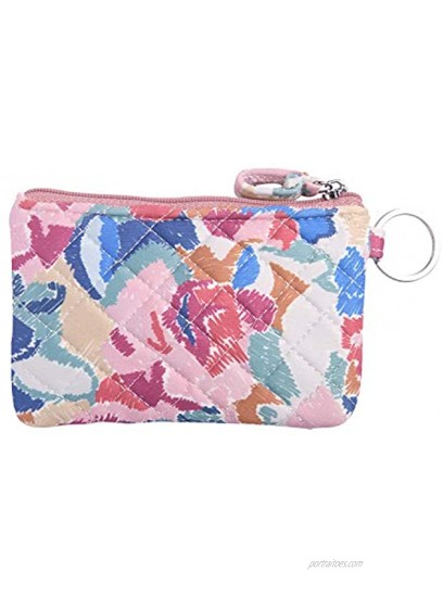 Iconic Zip ID Case Card Holder for Women,Signature Cotton Coin Purse with Id Window,RFID Blocking Change Pouch with Key Chain 5