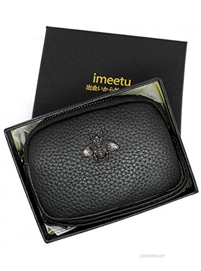 imeetu Coin Purse Leather Change Pouch Small Wallet with Wrist Strap
