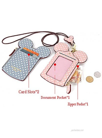 LEECCO Neck Pouch,Trend Small Travel Leather Student ID Card Holder Lanyard Neck Pouch Bag With Coin Wallet Purse for Students Women Kids Girls